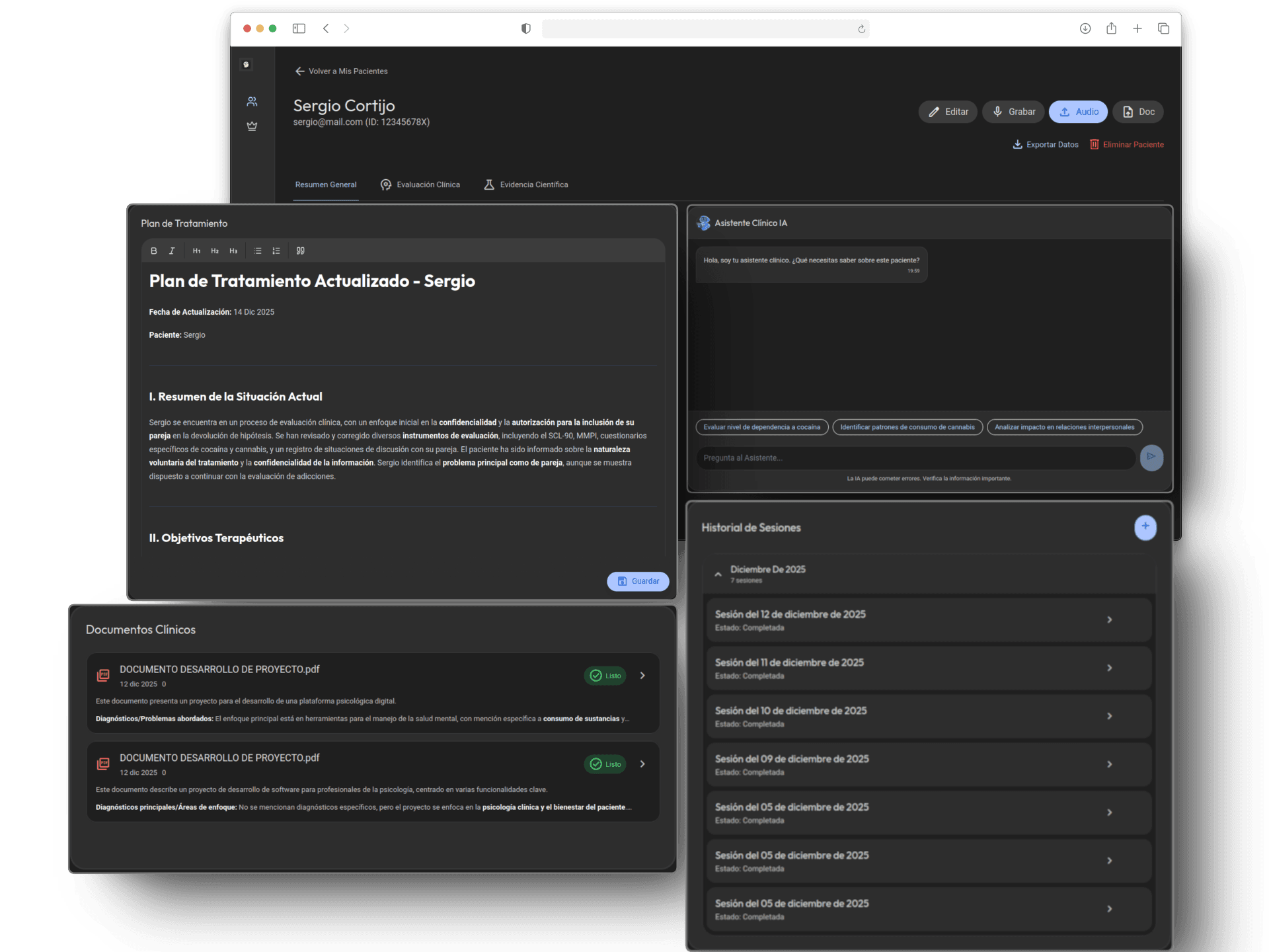 Espacio de trabajo clínico personalizable